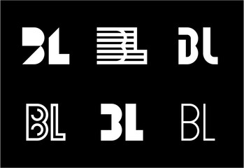 Set of letter BL logos. Abstract logos collection with letters. Geometrical abstract logos