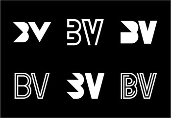Set of letter BV logos. Abstract logos collection with letters. Geometrical abstract logos