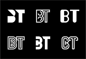 Set of letter BT logos. Abstract logos collection with letters. Geometrical abstract logos