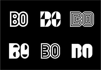 Set of letter BO logos. Abstract logos collection with letters. Geometrical abstract logos