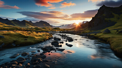 sunset in the mountains