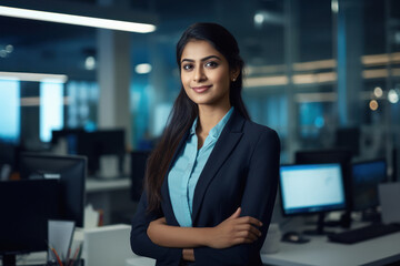 Young indian businesswoman or corporate employee - obrazy, fototapety, plakaty