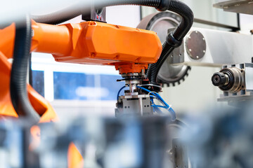 robot arm working in car factory