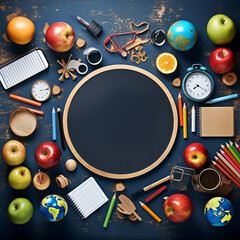 Education. Back to school concept over blackboard background