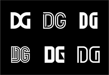 Set of letter DG logos. Abstract logos collection with letters. Geometrical abstract logos