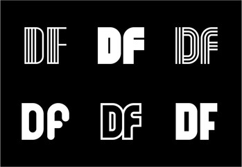 Set of letter DF logos. Abstract logos collection with letters. Geometrical abstract logos