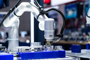 robot arm working in factory