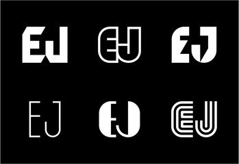 Set of letter EJ logos. Abstract logos collection with letters. Geometrical abstract logos