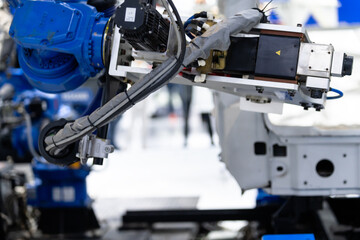 Fototapeta premium robot arm working in car factory