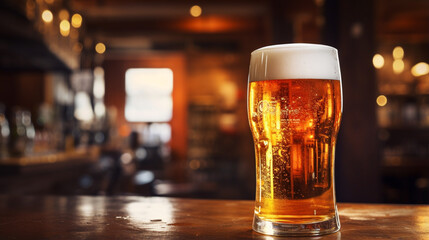 glass of beer on table