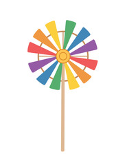 Colorful pinwheel simple hand toy with wind fan vector illustration isolated on white backgorund