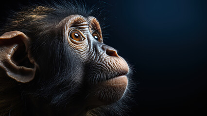monkey on black background, in the style of contemporary realist portrait - Powered by Adobe
