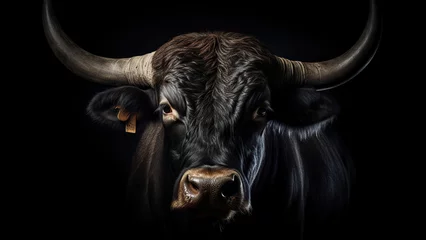 Tischdecke Ox on black background, in the style of contemporary realism portrait © Andriy