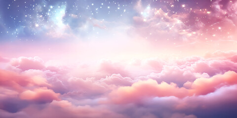 Magical pastel sky and stars fantasy background.