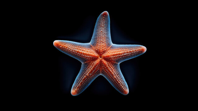 Starfish on black background, in the style of contemporary realism portrait.