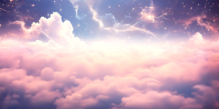 Abstract magical pastel sky and stars fantasy background.