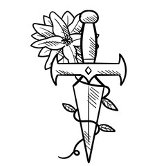 Hand Drawn Floral Dagger 