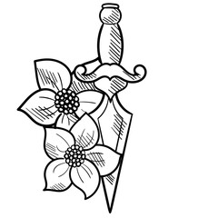 Hand Drawn Floral Dagger 