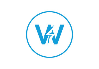 Initial letter W electric, thunder, power logo, and icon vector illustration