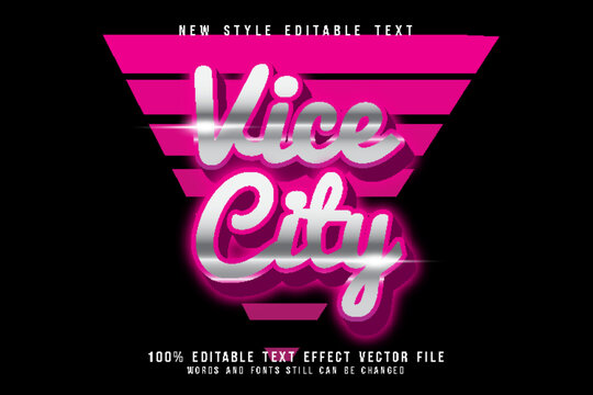 vice city editable text effect emboss retro style