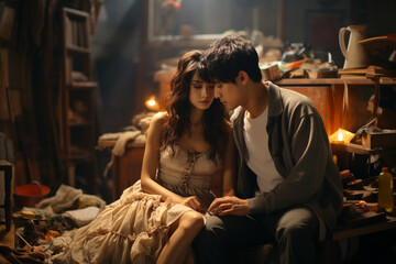 Tender moment between a devoted couple as they cherish their time together. Ai generated