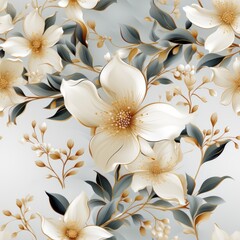 Gentle white flowers seamless pattern