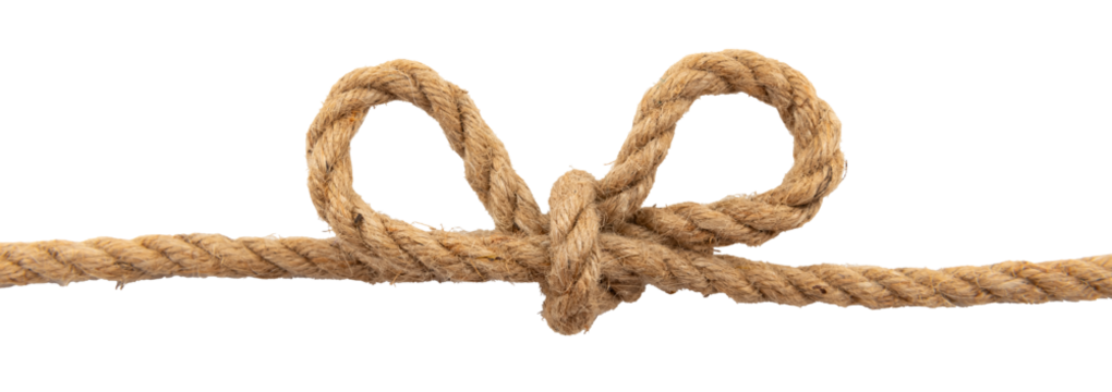 Jute. Twisted linen rope on a white background. Rope