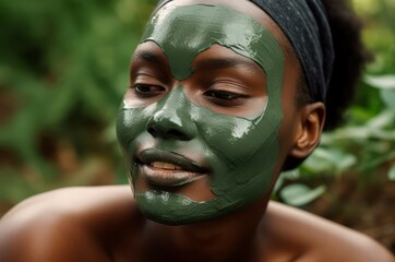 Skin treatment woman mask. Cosmetic spa. Generate Ai