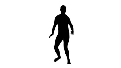 Fototapeta na wymiar Silhouette of a beautiful young athletic man dancing, transparent background. 3d illustration (rendering).