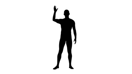 Fototapeta na wymiar Silhouette of a beautiful young athletic man gesturing, transparent background. 3d illustration (rendering).