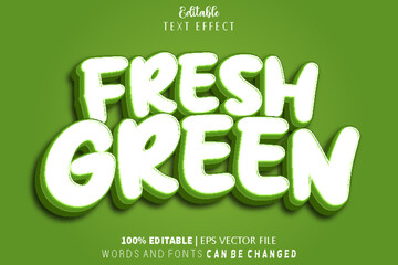 Fresh Green Editable Text Effect Emboss Cartoon Style