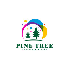 Colorful Pine Tree logo design vector. Creative Pine Tree logo concepts template