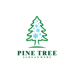 Winter Pine Tree logo design vector. Creative Pine Tree logo concepts template