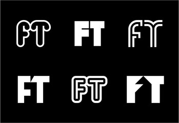 Set of letter FT logos. Abstract logos collection with letters. Geometrical abstract logos