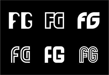 Set of letter FG logos. Abstract logos collection with letters. Geometrical abstract logos