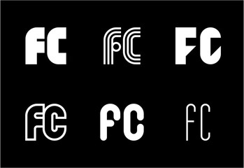 Set of letter FC logos. Abstract logos collection with letters. Geometrical abstract logos