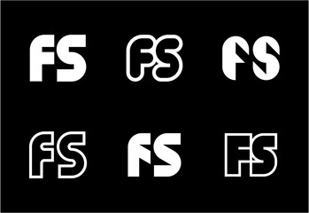 Set of letter FS logos. Abstract logos collection with letters. Geometrical abstract logos