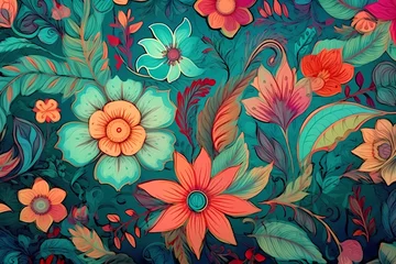 Fototapete Vintage background with art illustration flower painting, generative ai, generative, ai, generated © maxtor777