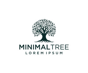 Abstract vibrant tree logo design, root vector - Tree of life logo design inspiration isolated on white background