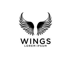 wings black logo vector illustration