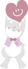 happy easter with bunny rabbit and heart, flat png transparent element character design