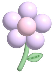 cute 3d pastel flower isolated with cartoon style