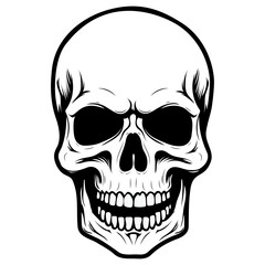 Human skull vector illustration. Halloween symbol of death, skeleton head, day of the dead.