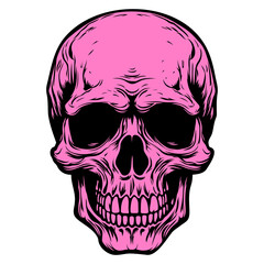 Human skull vector illustration. Halloween symbol of death, skeleton head, day of the dead.