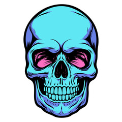 Human skull vector illustration. Halloween symbol of death, skeleton head, day of the dead.