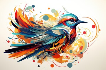 Obraz premium Exotic birds and their contours in graphic abstraction 