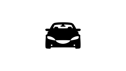 Sedan Car front view,  silhouette, simple flat vector icon for apps and websites