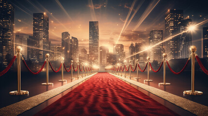 red carpet at night in the city