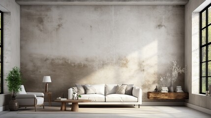 Living room interior background in industrial style ,3d render