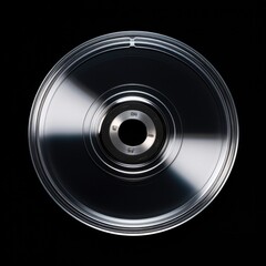 Gray CD on a black background. Compact disc. Generative AI.